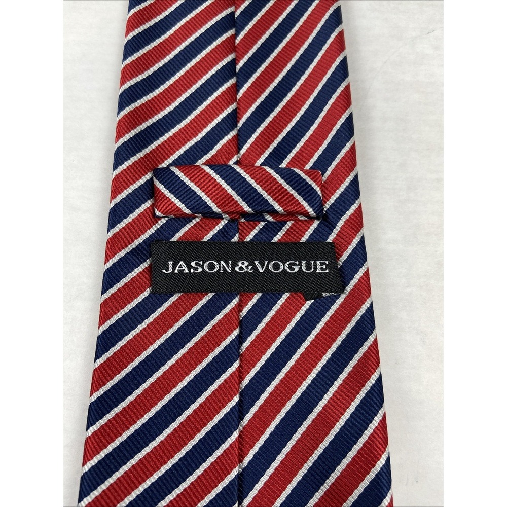 Jason & Vogue Red/White/Blue Striped Men's Tie
